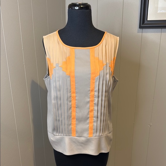 Ann Taylor Women's 8 Tank Top with Orange and Gray Design - Picture 1 of 7